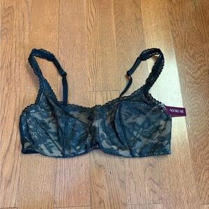 Adore Me Black Balconette Lace Bra. Size 36D. Jet black color